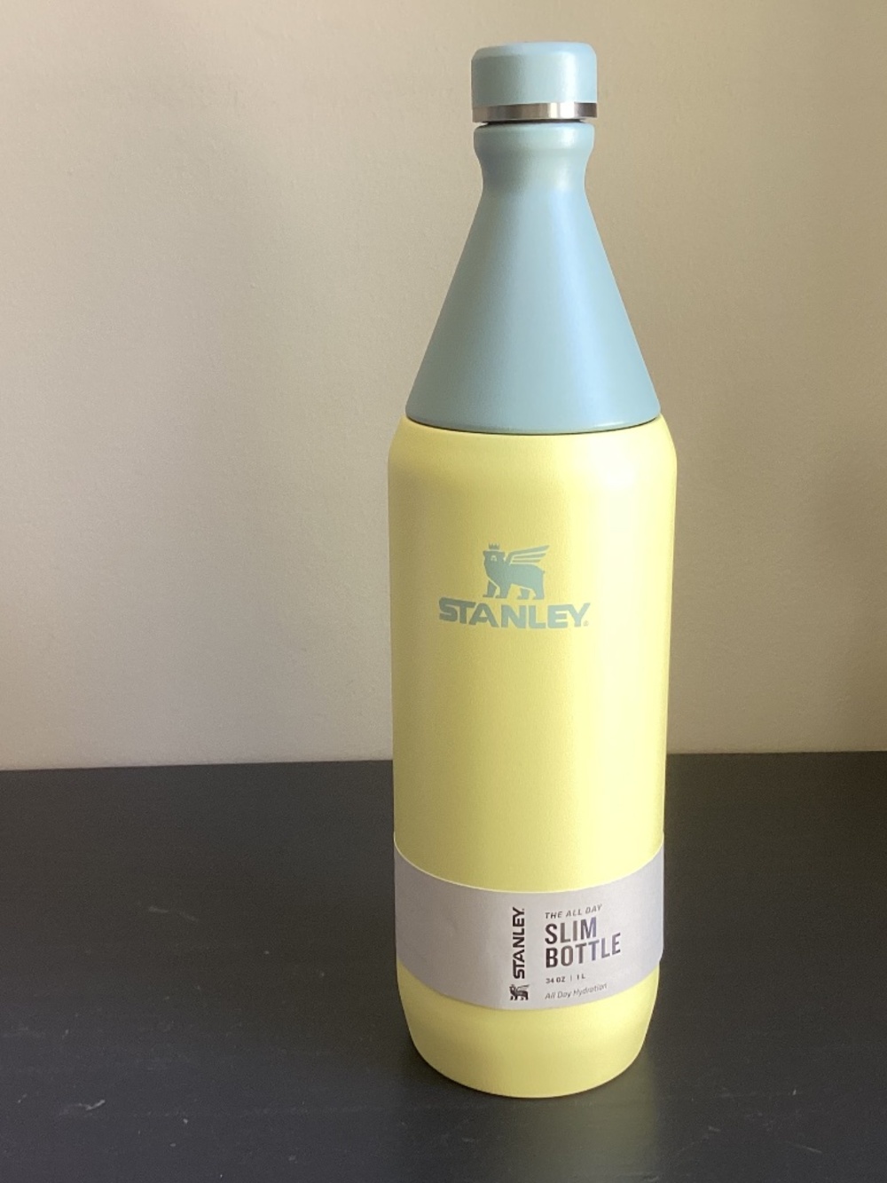 NWT Stanley All Day 34oz Slim Bottle Stainless Steel Two Tone Twist off Lid